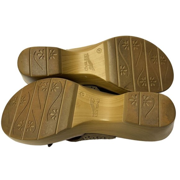 Dansko Jacinda Wedge Sandal Womens EU41 US10.5-11 Brown Perforated Leather Shoes - Picture 7 of 13